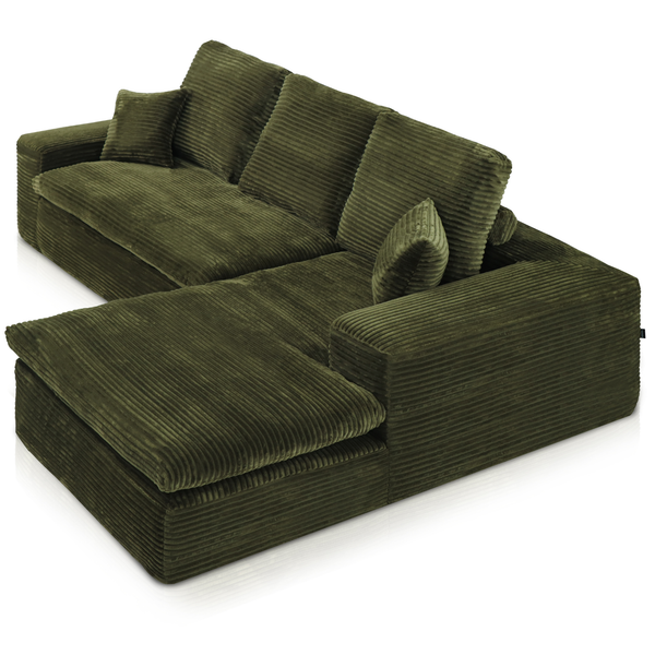 Lazy Corner Sofa Velvet Corduroy Green Right