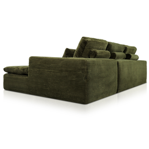 Lazy Corner Sofa Velvet Corduroy Green Right