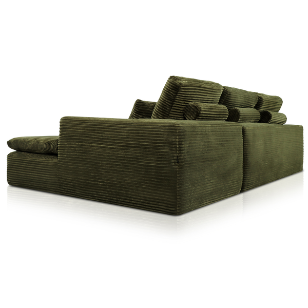 Lazy Corner Sofa Velvet Corduroy Green Right