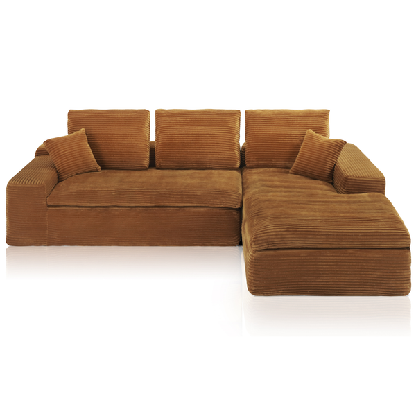Lazy Corner Sofa Velvet Corduroy Ocher Yellow Right