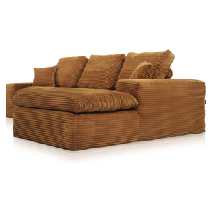 Lazy Corner Sofa Velvet Corduroy Ocher Yellow Right