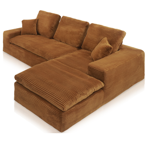 Lazy Corner Sofa Velvet Corduroy Ocher Yellow Right