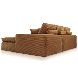 Lazy Corner Sofa Velvet Corduroy Ocher Yellow Right