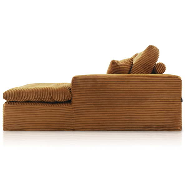 Lazy Corner Sofa Velvet Corduroy Ocher Yellow Right