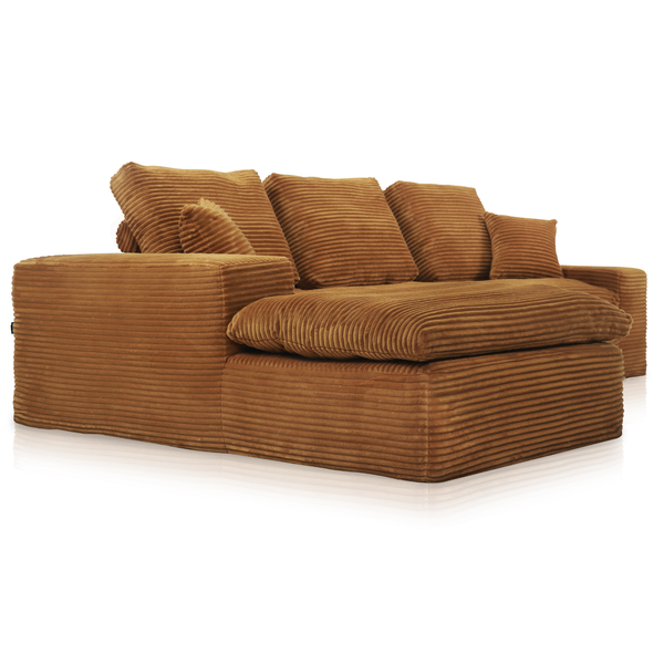 Lazy Hoekbank Velvet Ribstof Okergeel Links