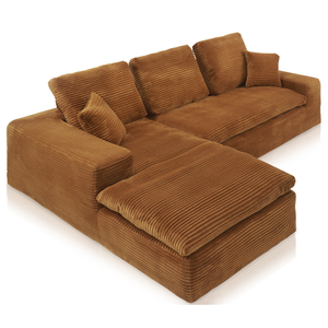 Lazy Hoekbank Velvet Ribstof Okergeel Links