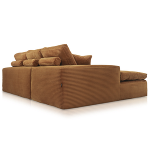 Lazy Hoekbank Velvet Ribstof Okergeel Links