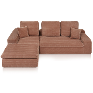 Lazy Hoekbank Velvet Ribstof Roze Links