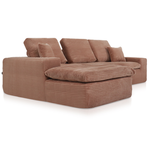Lazy Hoekbank Velvet Ribstof Roze Links