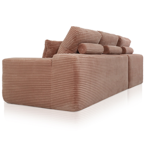 Lazy Hoekbank Velvet Ribstof Roze Links