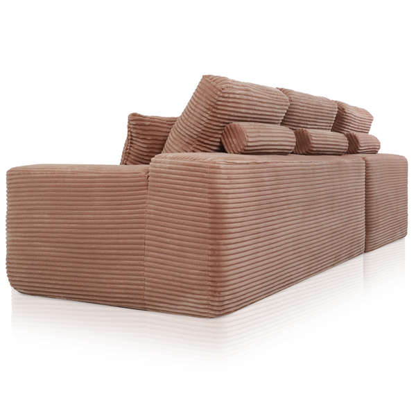 Lazy Hoekbank Velvet Ribstof Roze Links