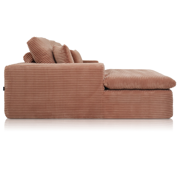 Lazy Hoekbank Velvet Ribstof Roze Links