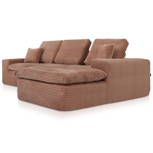Lazy Hoekbank Velvet Ribstof Roze Rechts