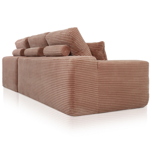 Lazy Hoekbank Velvet Ribstof Roze Rechts