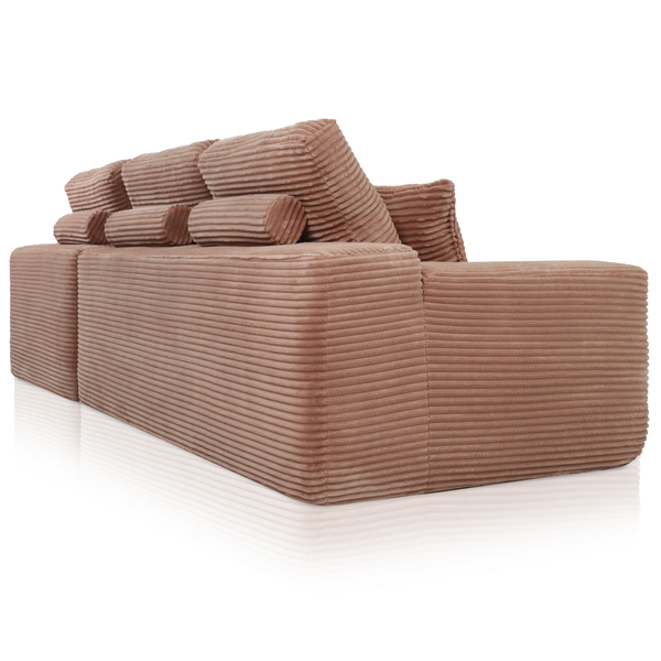 Lazy Hoekbank Velvet Ribstof Roze Rechts