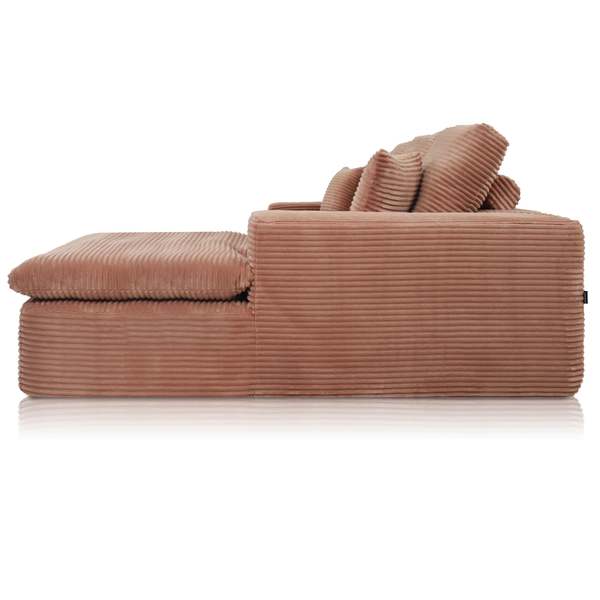Lazy Hoekbank Velvet Ribstof Roze Rechts