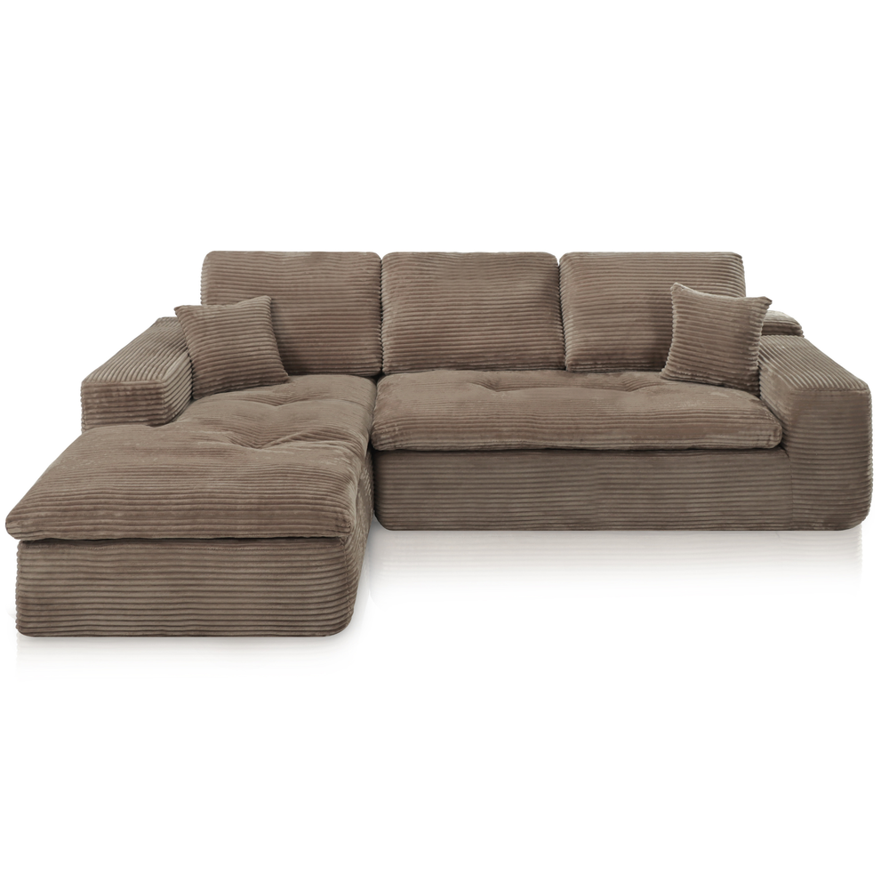 Lazy Corner Sofa Velvet Corduroy Taupe Left