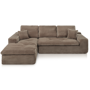 Lazy Corner Sofa Velvet Corduroy Taupe Left