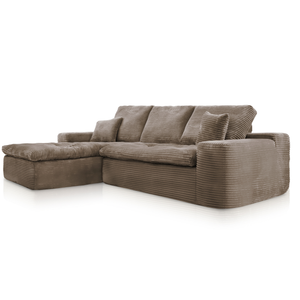 Lazy Corner Sofa Velvet Corduroy Taupe Left