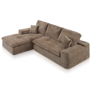 Lazy Corner Sofa Velvet Corduroy Taupe Left