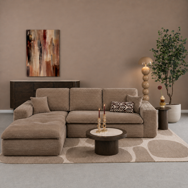 Narożnik Lazy Aksamitny Sztruksowy Taupe Lewy