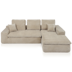 Lazy Hoekbank Velvet Ribstof Beige rechts