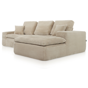 Lazy Hoekbank Velvet Ribstof Beige rechts