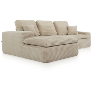 Lazy Hoekbank Velvet Ribstof Beige links