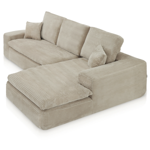 Lazy Hoekbank Velvet Ribstof Beige rechts