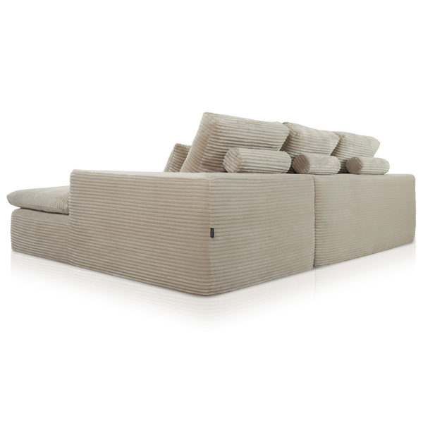 Lazy Hoekbank Velvet Ribstof Beige rechts