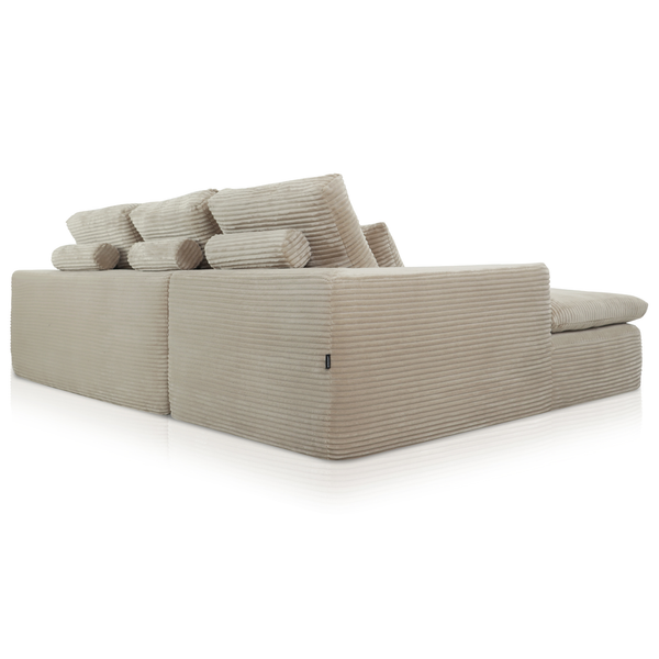 Lazy Hoekbank Velvet Ribstof Beige links