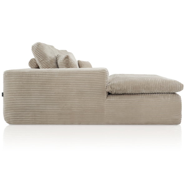 Lazy Hoekbank Velvet Ribstof Beige links
