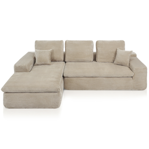 Lazy Hoekbank Velvet Ribstof Beige links