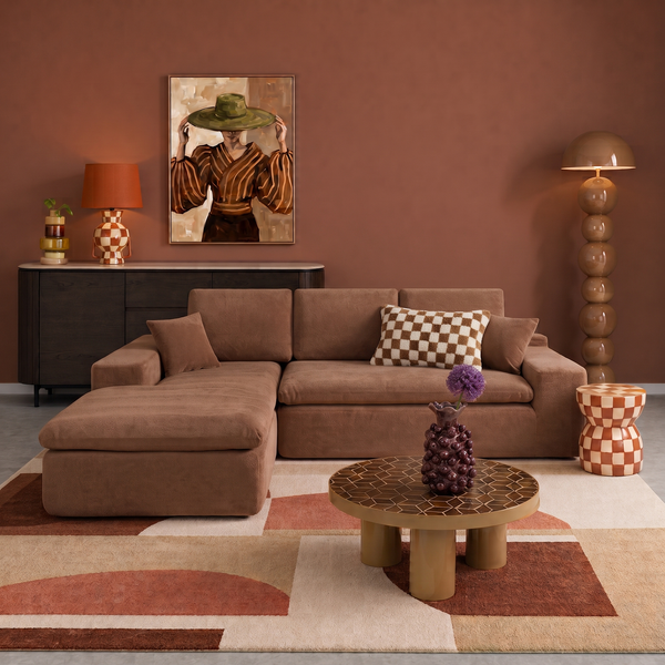 Lazy Corner Sofa Terracotta Left