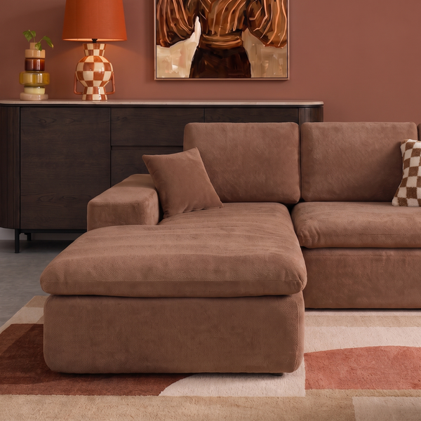 Lazy Corner Sofa Terracotta Left