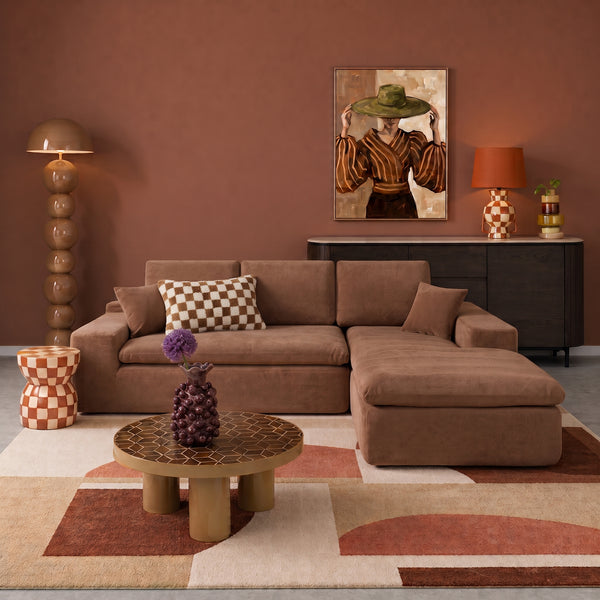 Lazy Corner Sofa Terracotta Right