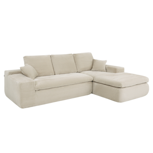 Ecksofa Lazy Samt Cordstoff Beige Right