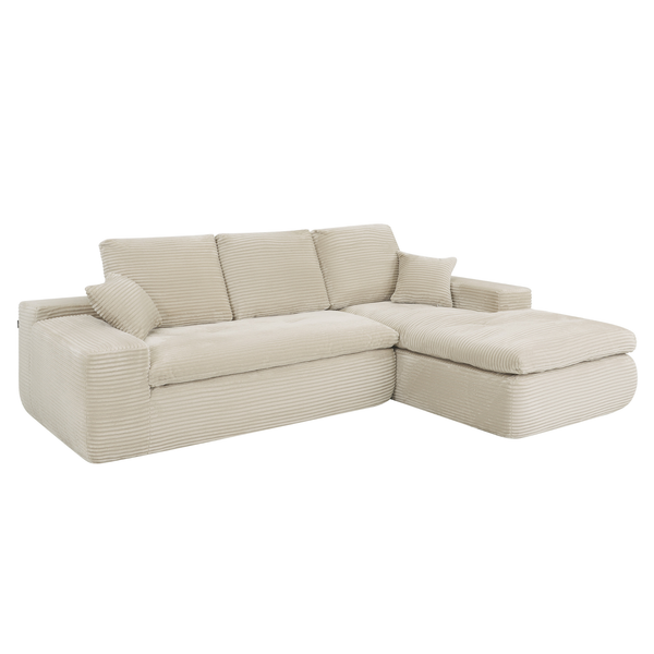Ecksofa Lazy Samt Cordstoff Beige Right