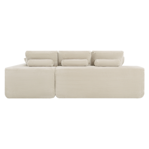 Ecksofa Lazy Samt Cordstoff Beige Right