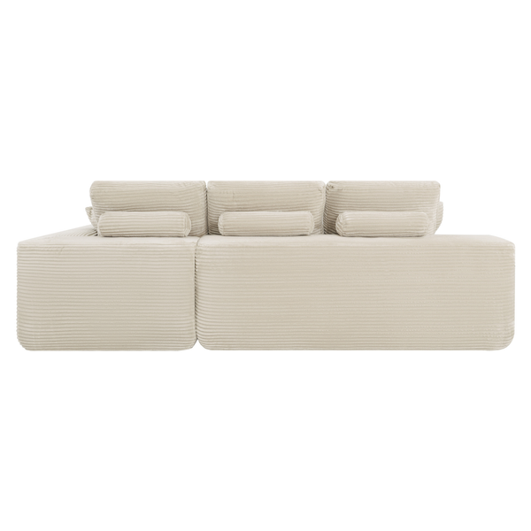 Ecksofa Lazy Samt Cordstoff Beige Right