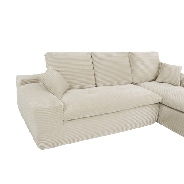 Ecksofa Lazy Samt Cordstoff Beige Right