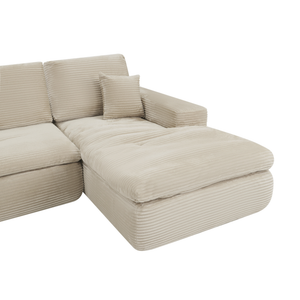 Ecksofa Lazy Samt Cordstoff Beige Right