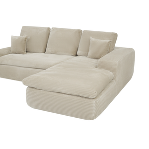 Ecksofa Lazy Samt Cordstoff Beige Right
