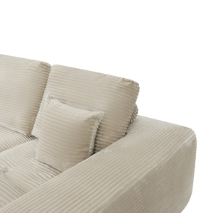 Ecksofa Lazy Samt Cordstoff Beige Right