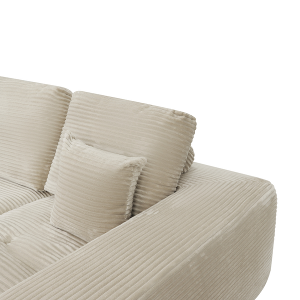 Ecksofa Lazy Samt Cordstoff Beige Right