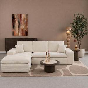 Lazy Corner Sofa Velvet Corduroy Beige left
