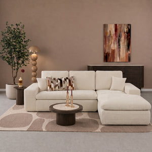 Lazy Corner Sofa Velvet Corduroy Beige Right