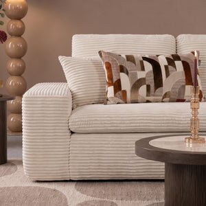 Lazy Corner Sofa Velvet Corduroy Beige Right