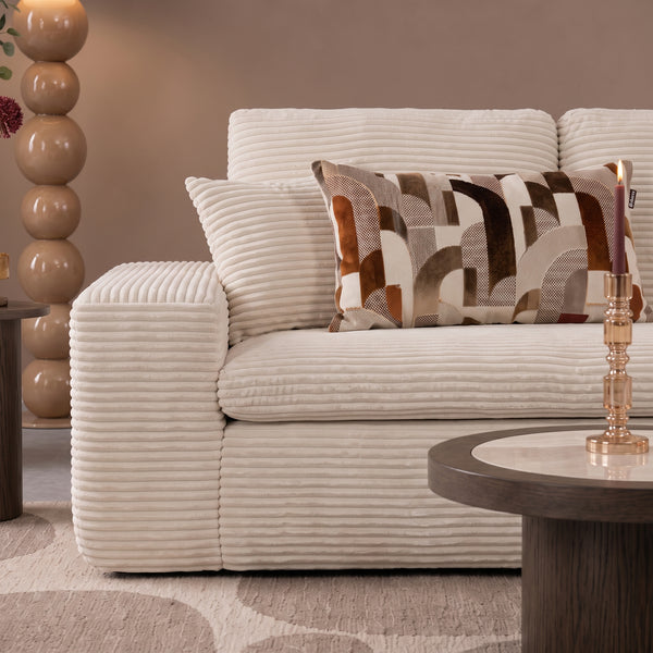 Lazy Corner Sofa Velvet Corduroy Beige Right