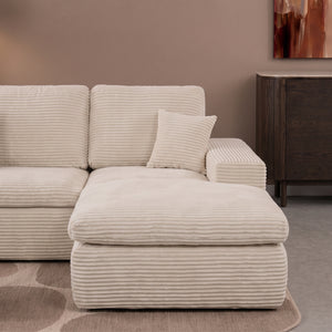 Lazy Corner Sofa Velvet Corduroy Beige Right